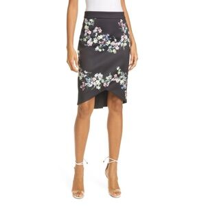 Ted Baker Pergola Black Printed Flora Pencil Skirt Size 3 US 8-10 NWT